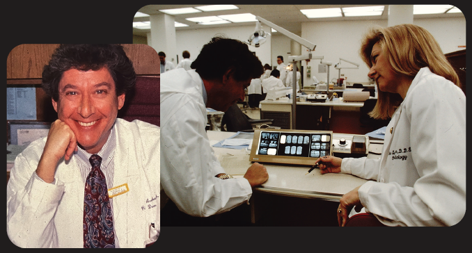 Drs. Averbach and Kassebaum examine radiographs