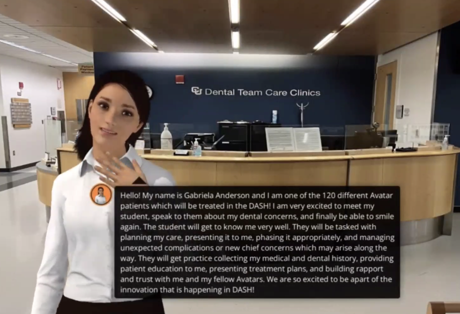 Patient avatar in dental clinic